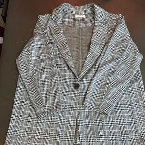 Max Studio Black, White Plaid Knit blazer
